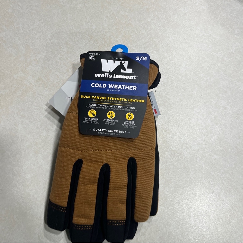 3M Thinsulate Wells Lamont Cold Weather Gloves(S/M)